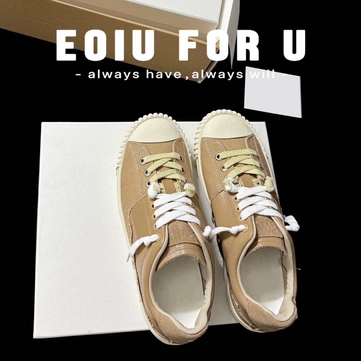 eoiu 随性又好看~8.22 拼接平底帆布鞋系带休闲百搭齿轮饼干板鞋
