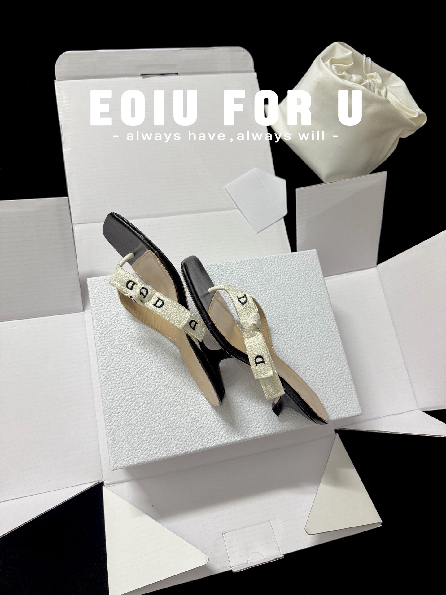 thumbnail for The refined aura of a wealthy heiress! eoiu 7.01 Woven Bow Toe Clip Stiletto Sandals High-heeled Sandals for Women