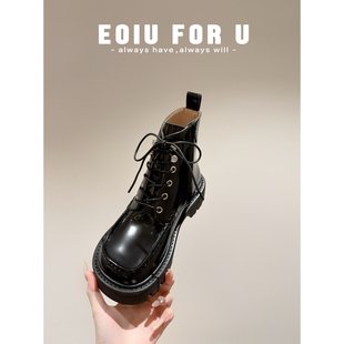 靴高帮系带复古增高马丁靴 欧美真皮英伦风工装 秋冬b备单品 出口版
