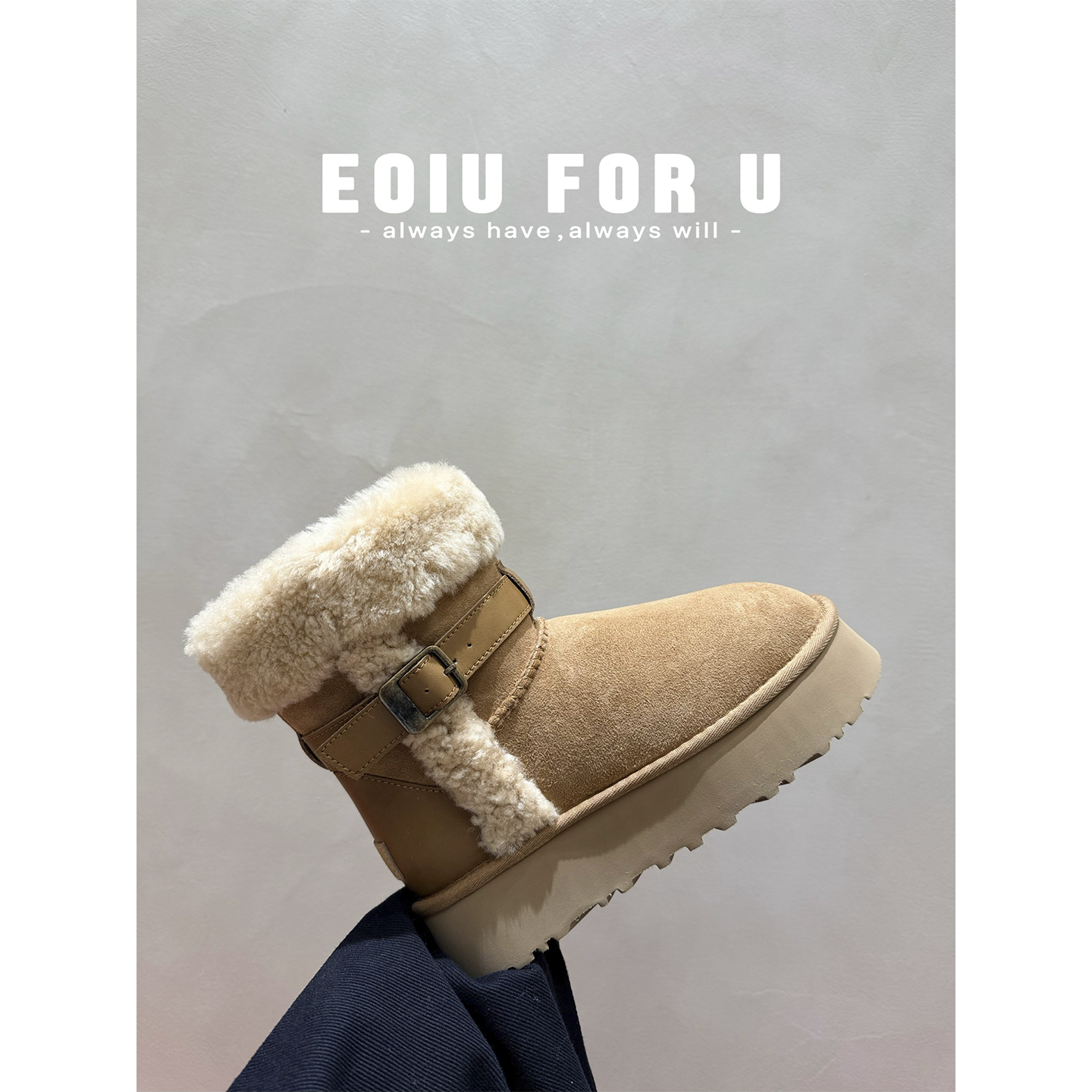 皮带扣骑士机车靴雪地靴