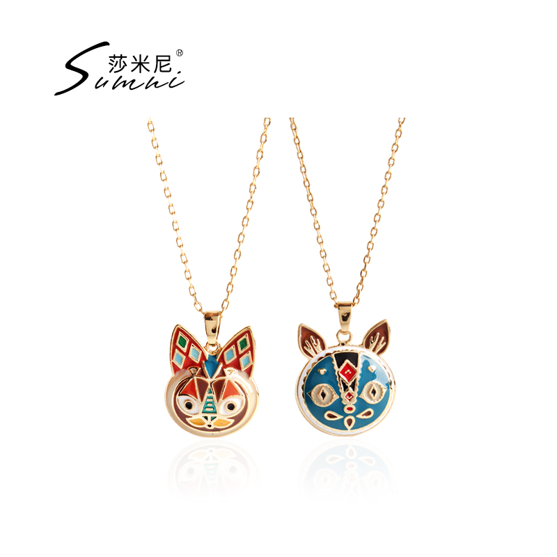 SUMNI秋冬新款滴釉怪猫图案珐琅