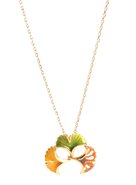 sumni/复古新中式18k包金滴釉银杏叶情人节三生有幸气质项链女