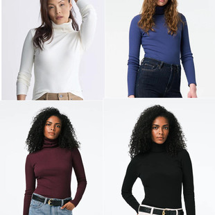 单知性学术风高领长袖 秋冬基础款 打底衫 针织衫 上衣 女修身 外贸纯元