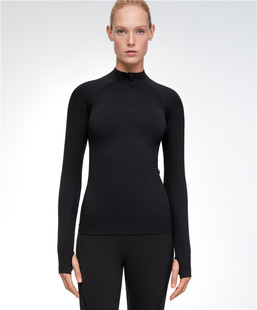 原单 oys家 高弹力春秋运动瑜伽户外跑步透气女士半高领长袖上衣