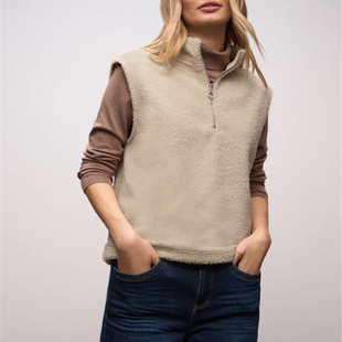 新款 保暖慵懒风半拉链马甲女春季 叠穿背心 泰迪绒 法国原单尾货