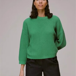 毛衣纯色简约春秋款 针织毛衫 粗针全棉宽松短款 原单英国轻奢whi