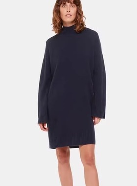 英国原单保真 轻奢whis**美莉诺羊毛春秋长袖圆领女简约连衣裙