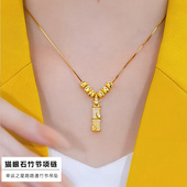 网红爆款 幸运竹节吊坠项链时尚 气质越南沙金四叶草锁骨链秋冬配饰