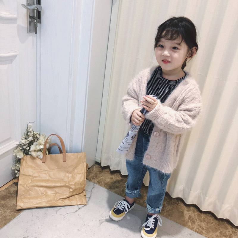 美妞之城 女童宝宝开衫外套 2018秋新款童装 超正的水貂毛 超柔软