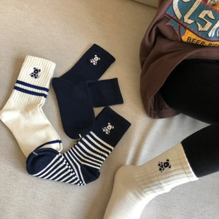 美妞 女童儿童可爱棉质袜子中大童短袜 很好穿一组4双 百搭