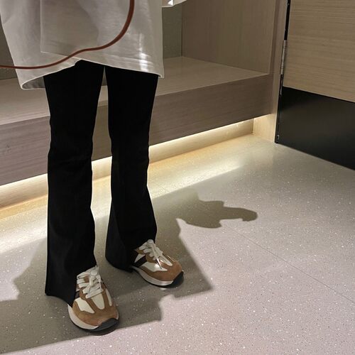 彡酱长裤混纺休闲微喇弹力裤