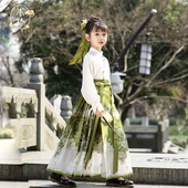 国风套装 本格马面裙女童2026新款 汉服绿织金儿童春秋新中式