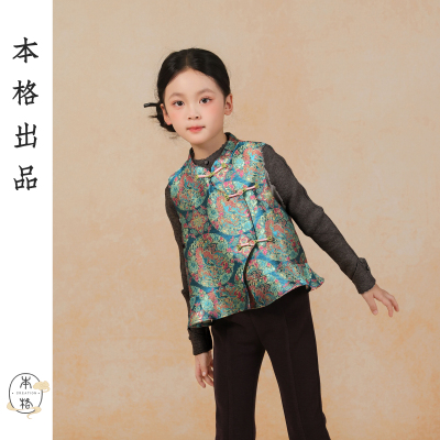 本格汉服女童亲子装非遗蜀锦马甲