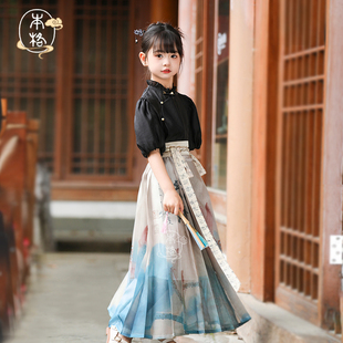 本格高端马面裙女童2026新款儿童汉服国风古风新中式上衣套装夏装