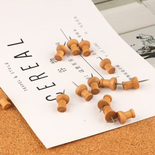 棕色木质图钉软木板工字钉ins