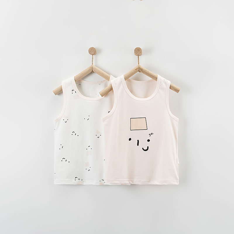 清仓婴尚婴幼儿无袖宝宝衣服上衣婴儿纯棉背心圆领夏季薄款2件装