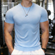速干健身运动T恤纯色简约紧身弹力训练上衣紧身 短袖 新款 健身男士
