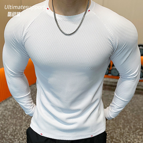 新款速干圆领男士健身长袖T恤