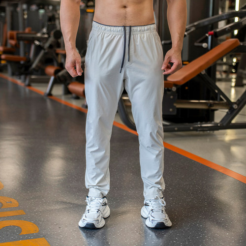 运动裤男夏宽松直筒束脚运动美式速干训练裤休闲健身长裤