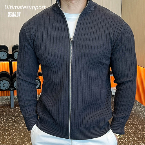 新款男士立领开衫加厚保暖毛衣