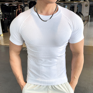 2025夏款男士跑步训练运动健上衣透气短袖t恤男款高弹