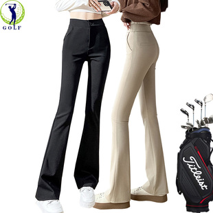 抗皱加绒显瘦微喇叭裤 韩国高尔夫服装 高腰弹力秋冬长裤 子女大码 裤