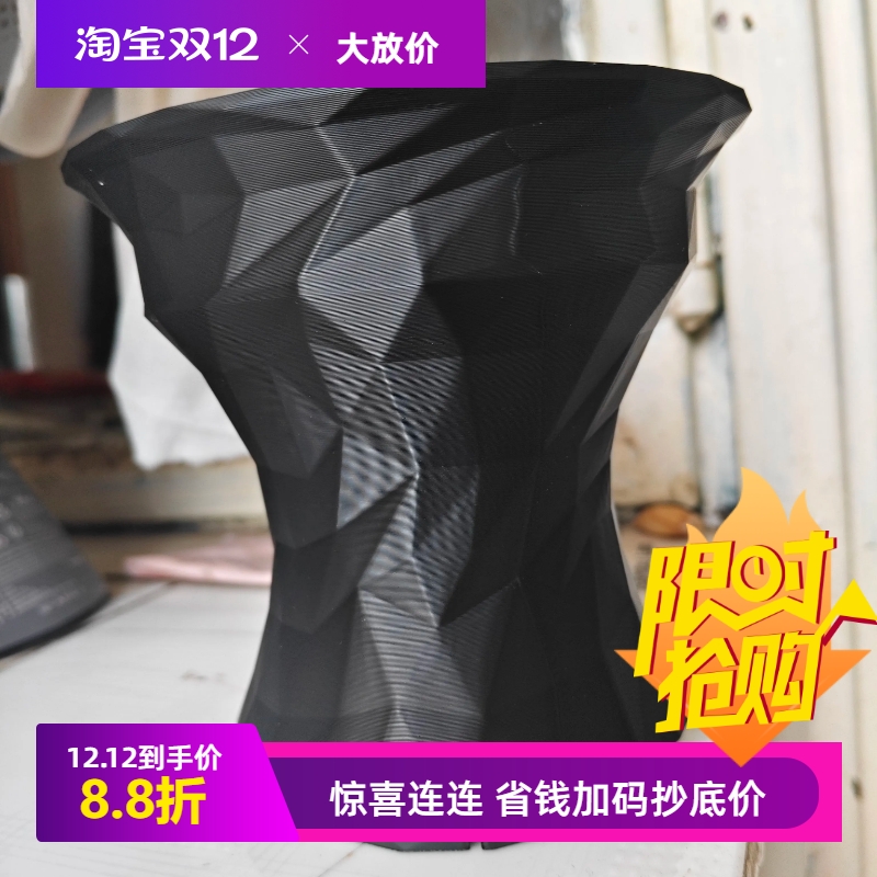 暗夜黑铁折痕仿古拙3D打印龙舌兰用尊型Pla网红12*12块根透气花盆