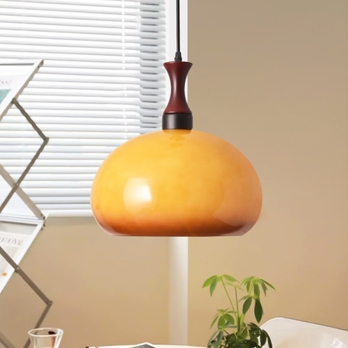 饭厅吊灯法式饭厅餐桌吧台灯渐层色中古卧室床头灯玻璃小吊灯P271