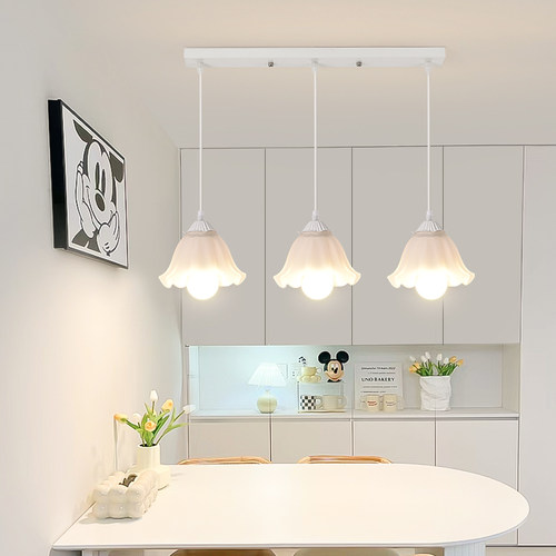 饭厅吊灯现代简约法式北欧创意花朵三头饭厅灯餐桌饭厅吧台灯P271