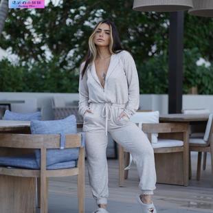 Collection 健身蜜桃Lounge 美国bb扭结长袖 连帽休闲套装