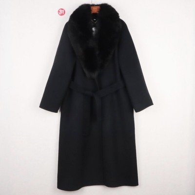 大狐狸毛领山羊绒双面绒大衣女