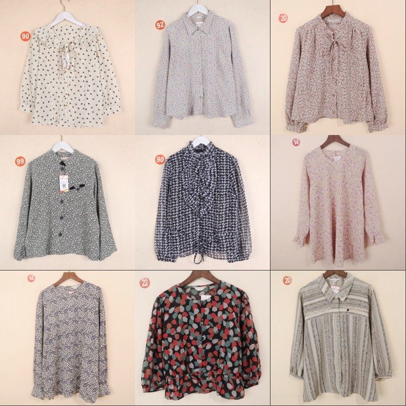 日本制vintage古着精品花朵印花衬衫女长袖文艺大花衬衣翠花上衣