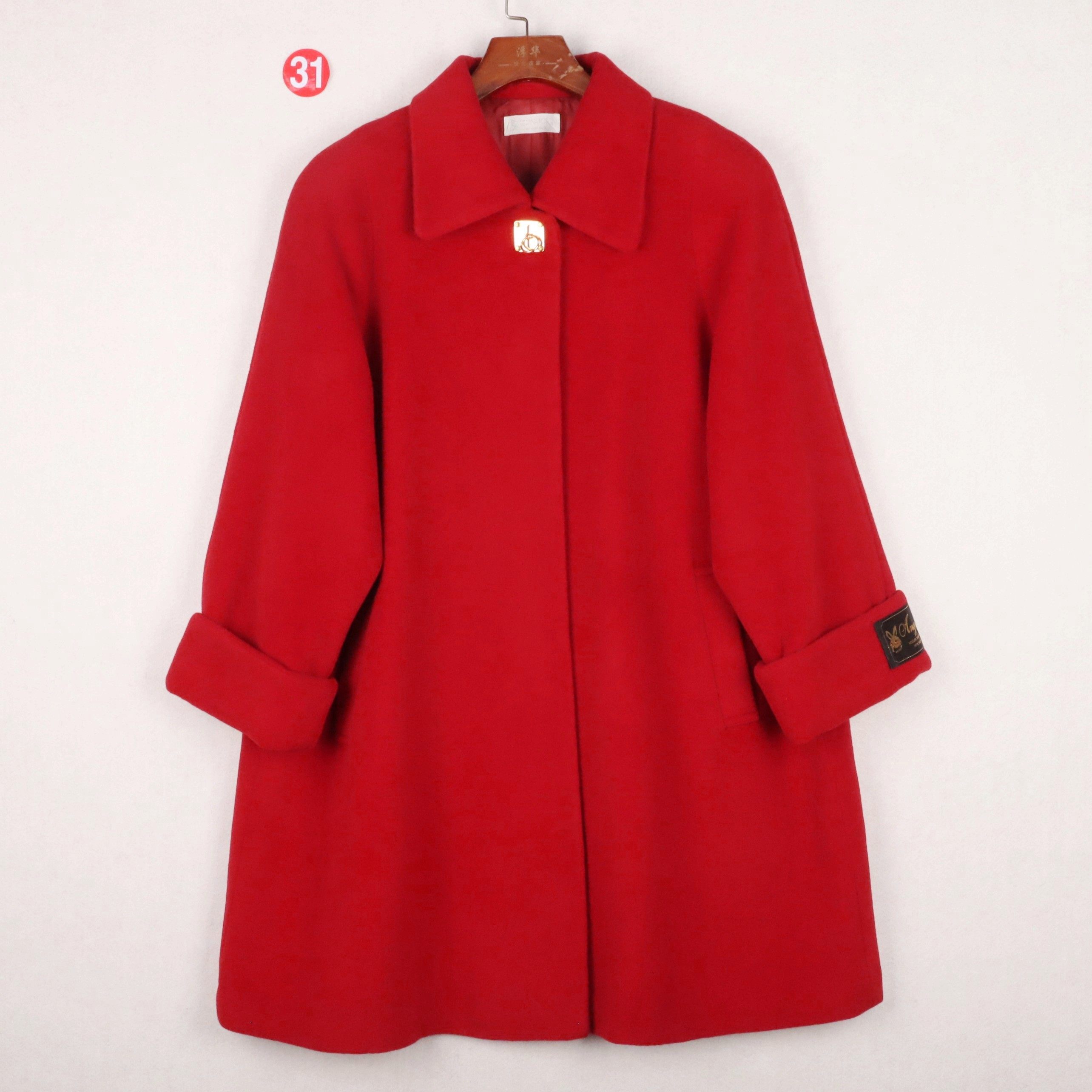 日本制 大红色翻领插肩袖金属扣安哥拉羊毛兔毛大衣女宽松中长款,女装/女士精品,毛呢外套,淘宝优惠券,粉丝福利购,淘宝优惠卷