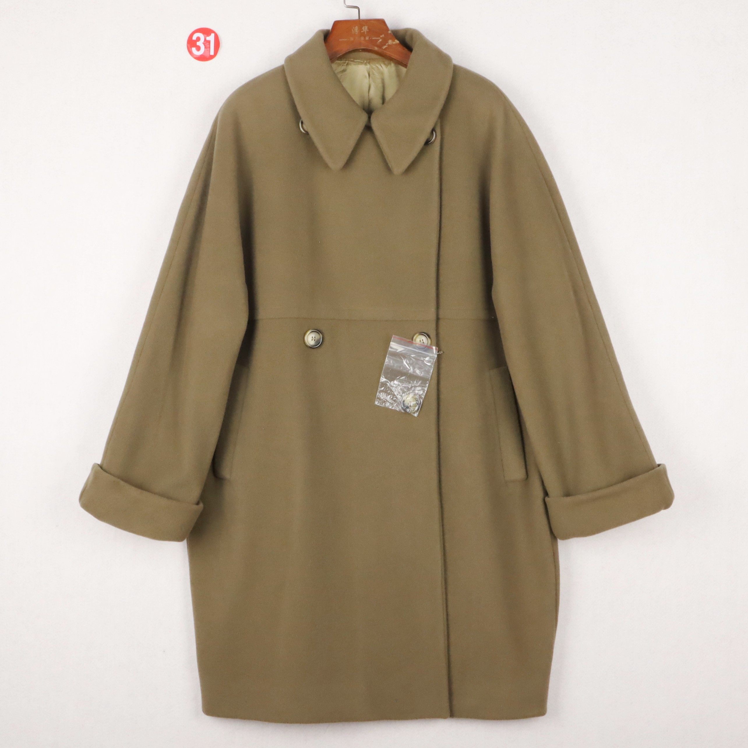 意大利制 军绿色娃娃领插肩袖双排扣初剪羊毛呢大衣女宽松茧型冬,女装/女士精品,毛呢外套,淘宝优惠券,粉丝福利购,淘宝优惠卷