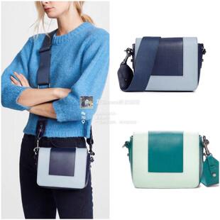 现货botkier 翻盖女士宽肩带十字纹真皮斜挎包单肩包小众品牌