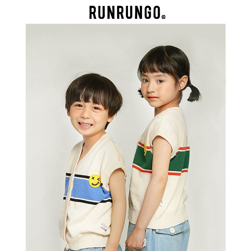 RUNRUNGO儿童毛衣女童针织衫中大童2023新款秋装童装开衫复古洋气