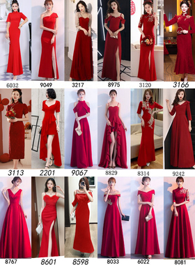 大红色合唱团演出服女长裙学生比赛朗诵表演指挥主持人晚宴会礼服