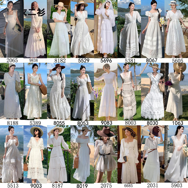 海南三亚旅游拍照沙滩裙超白色