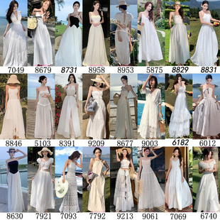 巴厘岛海边度假沙滩裙女聚会露背显瘦白色小礼裙拍照生日连衣裙仙