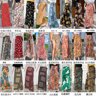 波西米亚民族风长裙度假一片式 碎花半身裙夏女显瘦泰国沙滩长裙子