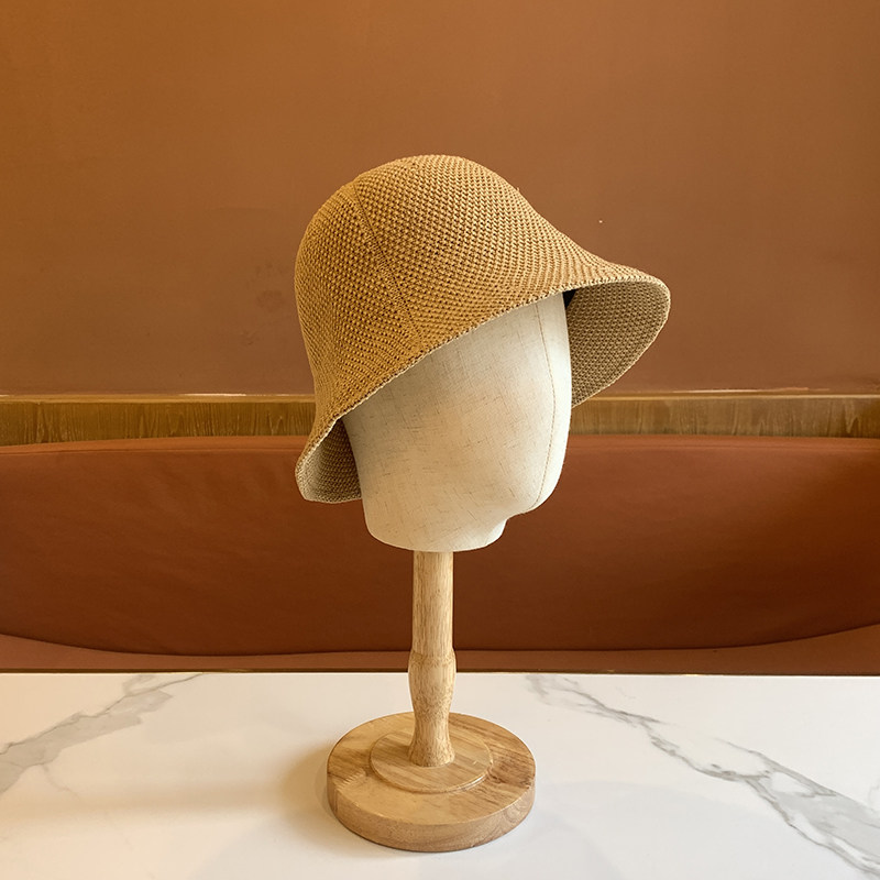 棉麻渔夫帽女百搭休闲时尚圆顶盆帽透气清凉ins出游可折叠户外