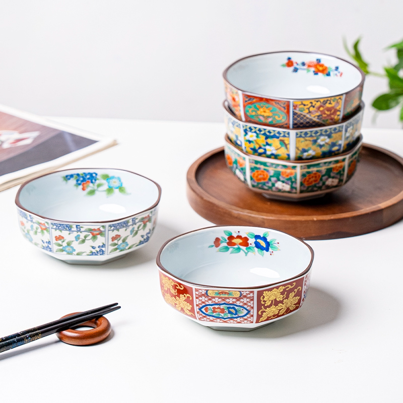 日本进口陶瓷古伊万里八角钵