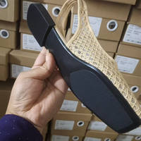 Spanish autumn 2025 new fashion hollowed-out European and American sandals, square toe mesh exposed heel flat sole ballet single shoes thumbnail 6