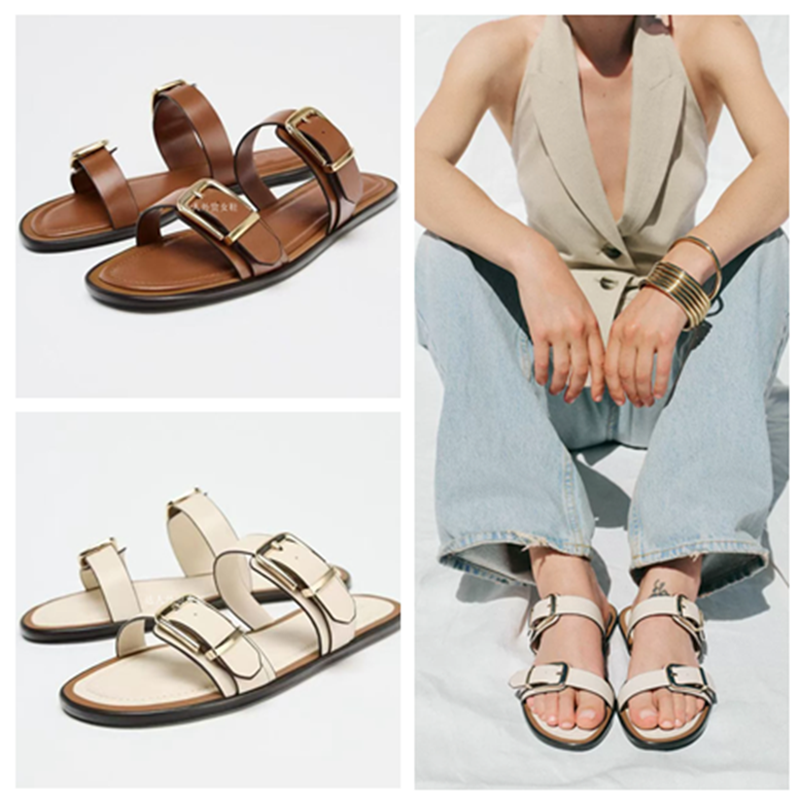 西班牙2025夏季新品一字带后空休闲女鞋搭扣双带饰平底外穿凉拖鞋,女鞋,时装凉鞋,淘宝优惠券,粉丝福利购,淘宝优惠卷