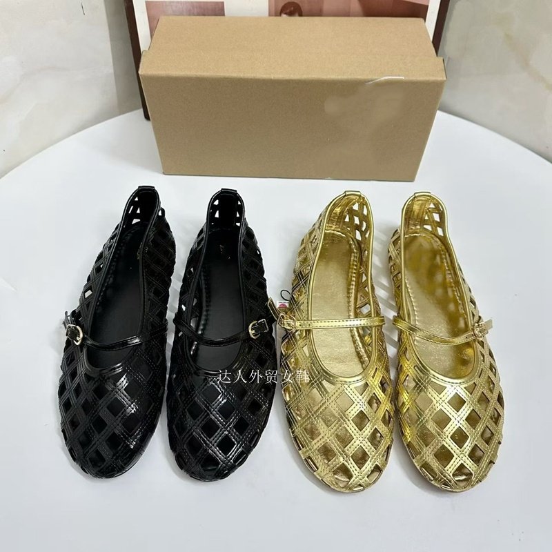 西班牙2026春季金属休闲中空圆头单鞋平底玛丽珍镂空欧美透气女鞋,女鞋,时尚芭蕾鞋,淘宝优惠券,粉丝福利购,淘宝优惠卷