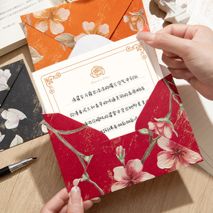 高颜值复古风信封和加信纸套装送女男友情书代手写信贺卡带浪漫表白仪式感明信片封套中式加厚漂亮西式小学生