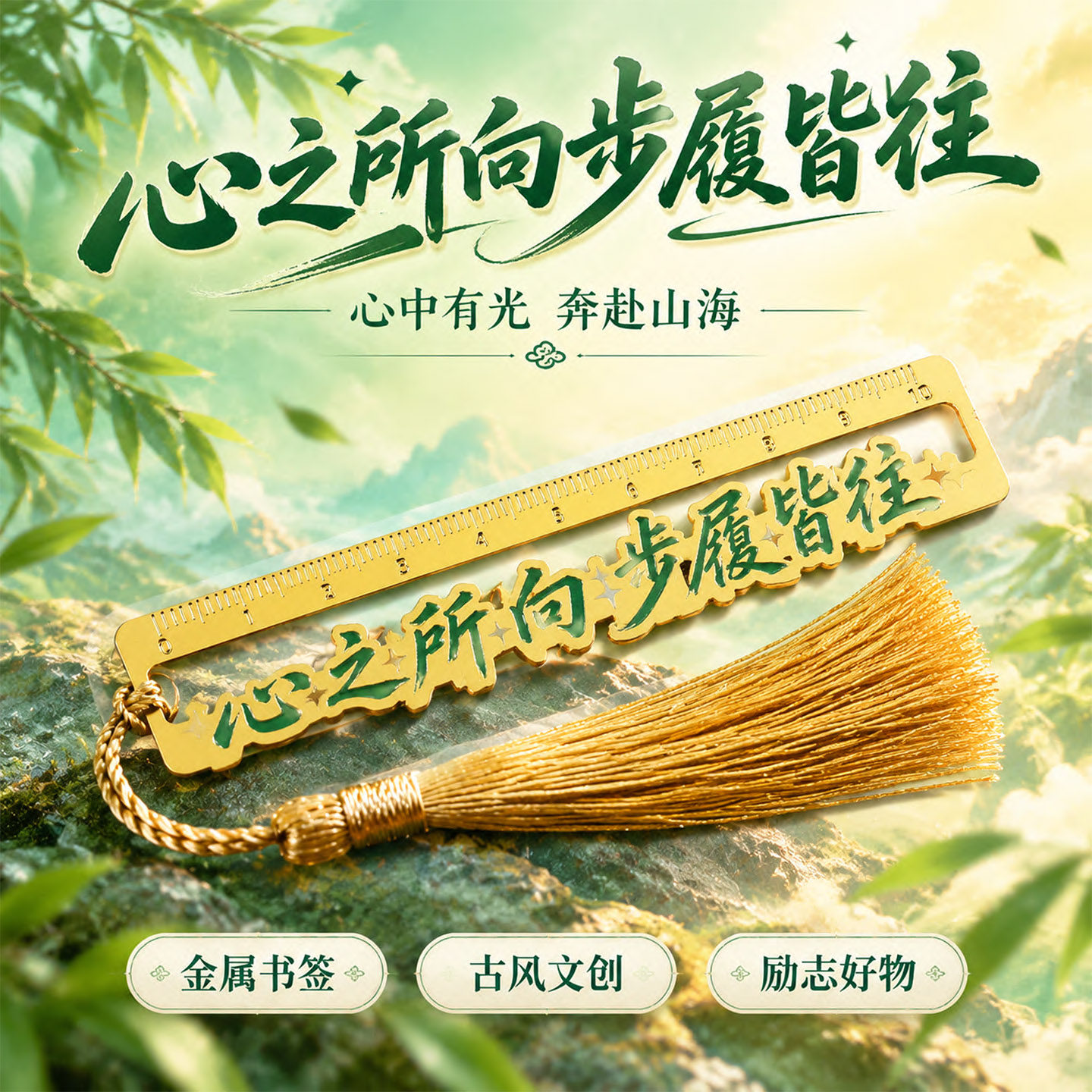 高颜值金属镂空书签尺子长条流苏复古中国风古典精致高级感档颜值奖励初中小学生专用送老师礼物小礼品创意