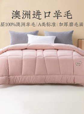远梦家纺被子A类澳洲羊毛被2024新款加厚保暖100羊毛被芯双人冬被