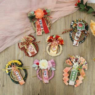 日本注连绳稻草环成品日式花环开运招福节日正月新年礼盒装饰花资
