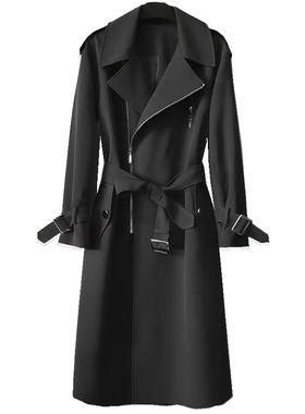 设计感风衣男长度过膝盖位置英伦帅气青年加肥加大宽松大码外套